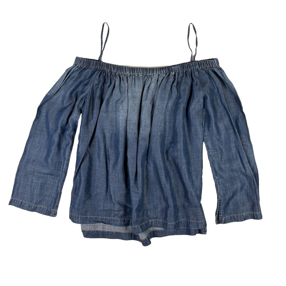CLOTH & STONE Chambray‎ Off The Shoulder Top Size M 3/4 Sleeve Boho Countrycore